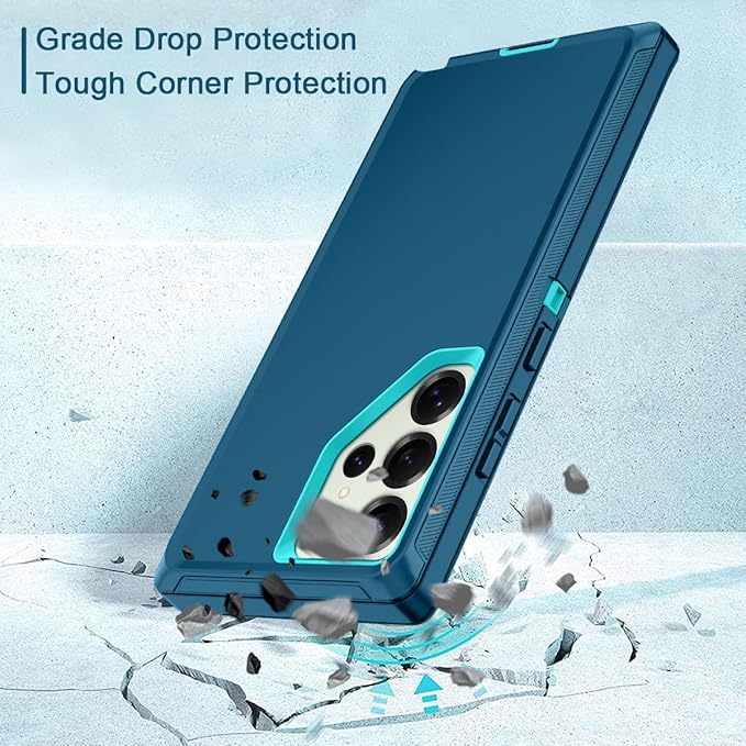 for Samsung Galaxy S25 Ultra Case Heavy Duty Protective Shockproof Dropproof 3-Layer Full Body Protection [Without Screen Protector] Tough Rugged Case for Galaxy S25 Ultra,Turquoise