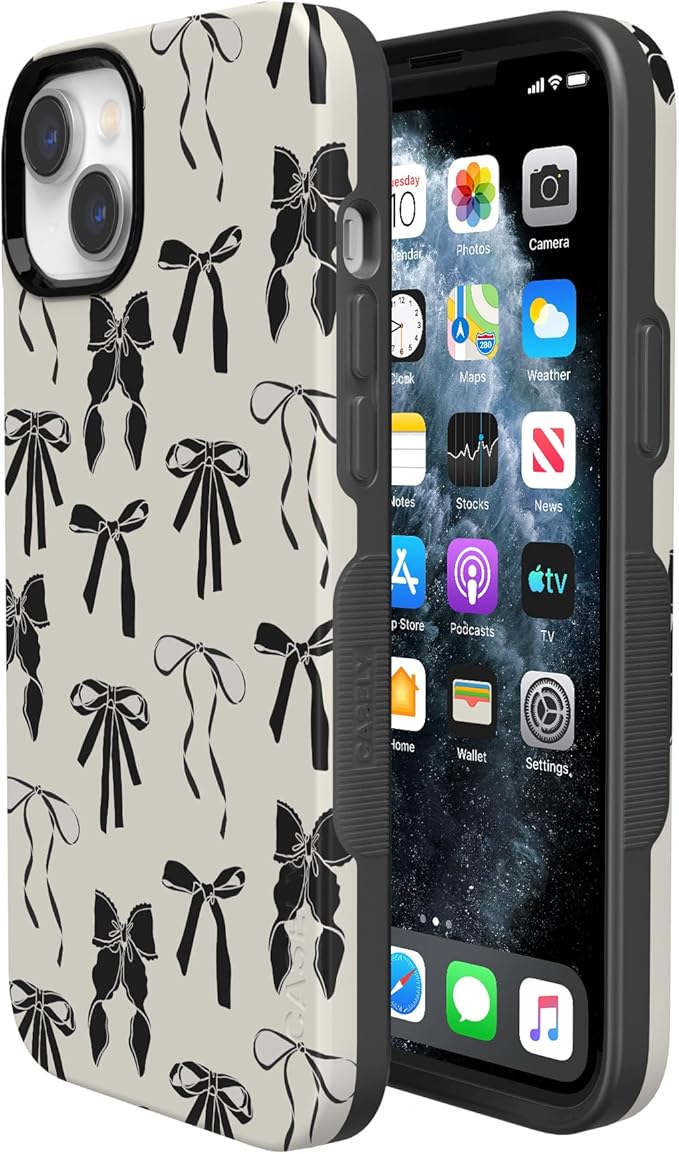 Casely iPhone 14 Case | Goth Girlie | Black Bows Coquette | Compatible with MagSafe | Bold Protective Design