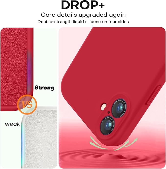 Vooii Compatible with iPhone 16 Plus Case, Liquid Silicone Upgrade [Camera Protection] [Soft Anti-Scratch Microfiber Lining] Shockproof Phone Case for iPhone 16 Plus 6.7 inch - Red