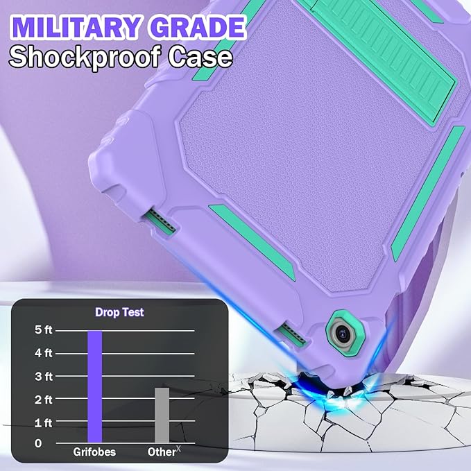Grifobes for Samsung Galaxy Tab A9 Plus 11 Inch 2023 Cases, Heavy Duty Shockproof Rugged Cover for New Samsung Tablet A9+ 11" Case (SM-X210/X216/X218) with Kickstand for Kids, Purple+Green