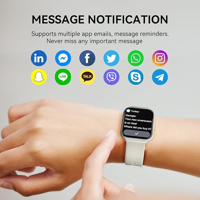 Smart Watch, 1.96" HD Smartwatches for Men Women, (Answer/Make Calls), IP68 Waterproof Fitness Watch, Heart Rate/Sleep/SpO2 Monitor, Fitness Tracker with 113+ Sport Modes, for iOS/Android (White)