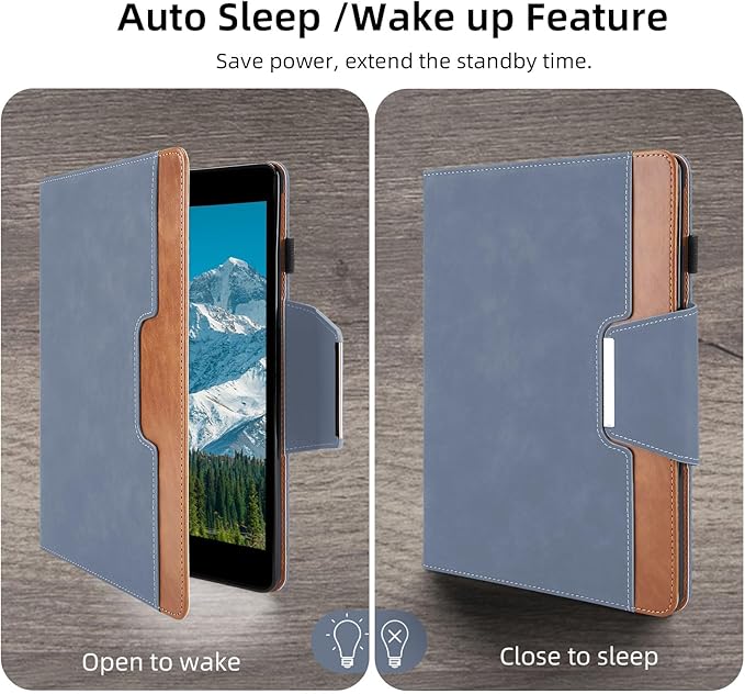 Case for Samsung Galaxy Tab S10 Lite/S10 FE/S9 FE 10.9 Inch/S9 11 Inch - Multi-Angle Stand Cover with Pocket, PU Leather Folio Case with Magnetic Clasp, Auto Wake/Sleep Smart Tablet Cover, Gray