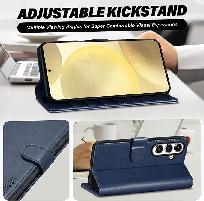 TUCCH Case for Galaxy S25, Wallet Case with [TPU Shockproof Interior Case] Stand RFID Blocking Card Holder, Magnetic PU Leather Protective Flip Cover Compatible with Galaxy S25 6.2" 2025 5G, Dark Blue