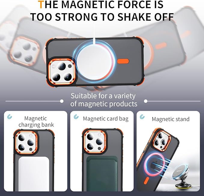 16 Pro Case Magnetic for iPhone 16Pro 6.3 inch, Supports Wireless Charging,[Compatible with MagSafe] MagneticPhone Case for iPhone 16 Pro, Orange