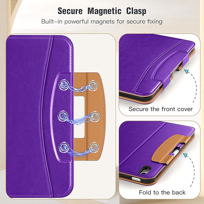 MoKo for iPad (A16) 11th Generation Case 11 inch 2025, iPad 10th Generation Case 10.9" 2022 with Pencil Holder & Pocket, Premium Leather Folio Stand Cover, Multiple Viewing Angles, Purple Violet