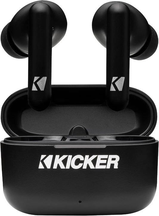 KICKER TWS2 True Wireless Earbuds, Bluetooth Earbuds with Microphone, Environmental Noise Cancelling, Wireless Earphones for Android and iOS, Fast Charging Case USB-C with 24 Hours of Playtime
