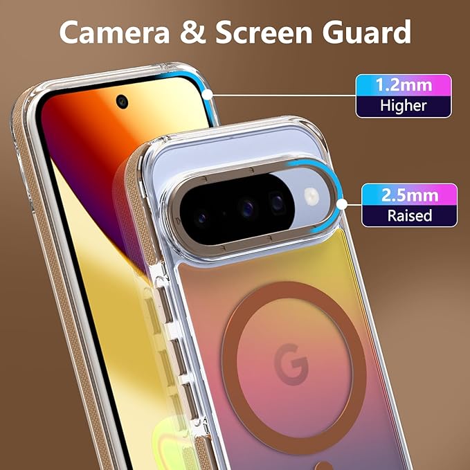 MOWIME Magnetic Case for Google Pixel 10/10 Pro [Compatible with Magsafe] [Cute Fashion Fluorescent Design] Shockproof Slim Translucent Matte Case for Pixel 10/10 Pro 6.3", Desert