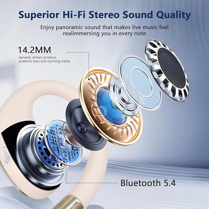 AI Translation Earbuds Real Time, 164 Language Translator Earbuds OWS 3-in-1 Translation Headphones, Translation Device for Travel Business Learning Compatible with iOS and Android,Khaki