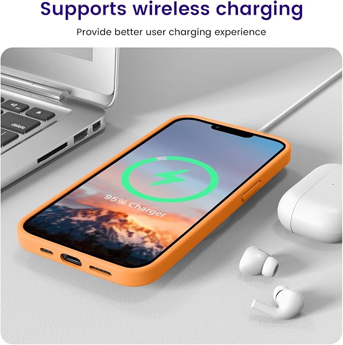 OTOFLY Designed for iPhone 14 Case, Silicone Shockproof Slim Thin Phone Case for iPhone 14 6.1 inch (Orange)