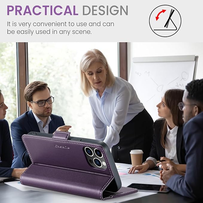 for iPhone 12 Pro Max Case, Premium PU Leather Wallet Case Flip Cover with [RFID Blocking][Card Holder][Stand Function] Shockproof Protective for iPhone 12 Pro Max, Purple