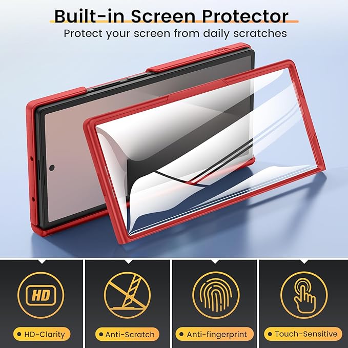 VEGO for Samsung-Z-Fold-7-Case: Z Fold 7 Case with Stand[with Slide Camera Cover & Screen Protector] Full-Body Hinge Protecion Anti-Drop Shockproof Kickstand Case for Samsung Galaxy Fold 7 2025-Red