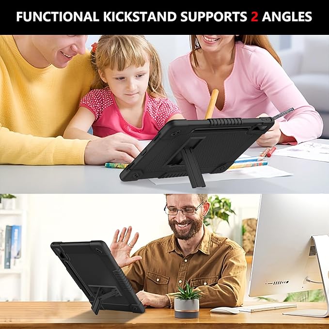 for Lenovo Tab P12 12.7 Inch Tablet Case,Heavy-Duty Drop-Proof Shockproof Hybrid Kids Protective Case for Lenovo Tab P12 TB-370FU/Xiaoxin Pad Pro 371FC+Screen Protector (Black/Black,2 Pack)