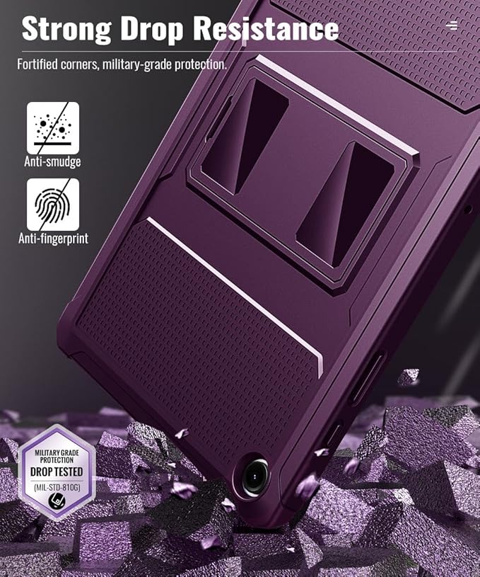 MoKo Case Fit Galaxy Tab A9 Plus 11-Inch 2023 (SM-X210/X216/X218), Shockproof Full Body Rugged Stand Back Cover Built-in Screen Protector Fit Galaxy Tab A9+ 11" 2023, Dark Purple