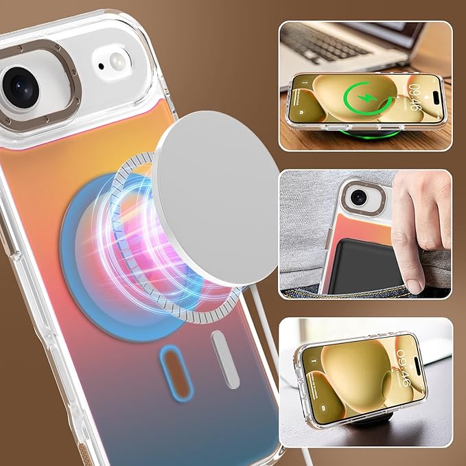 MOWIME Magnetic Case for iPhone Air [Compatible with Magsafe] [Cute Fashion Fluorescent Design] [1 Screen Protector] Slim Translucent Matte Case for iPhone Air 6.5" 2025, Desert