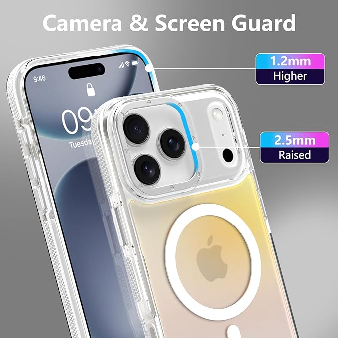 MOWIME Magnetic Case for iPhone 17 Pro [Compatible with Magsafe] [Cute Fashion Fluorescent Design] [1 Screen Protector] Slim Translucent Matte Case for iPhone 17 Pro 6.3" 2025, White