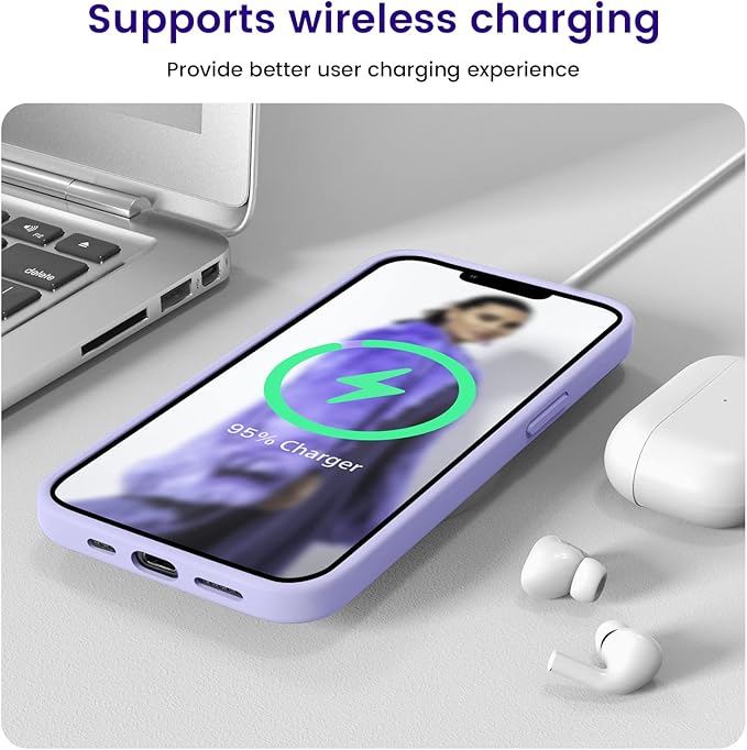 OTOFLY Designed for iPhone 14 Case, Silicone Shockproof Slim Thin Phone Case for iPhone 14 6.1 inch (Light Purple)