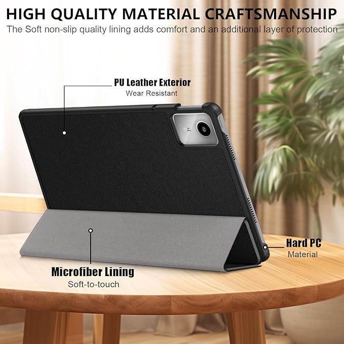 Case Compatible with Lenovo Tab M11 2023 TB-330FU / Lenovo Xiaoxin Pad 2024 TB-331FC 11 Inch Tablet,Slim Lightweight Trifold PC Cover with Auto Wake/Sleep Function,Black