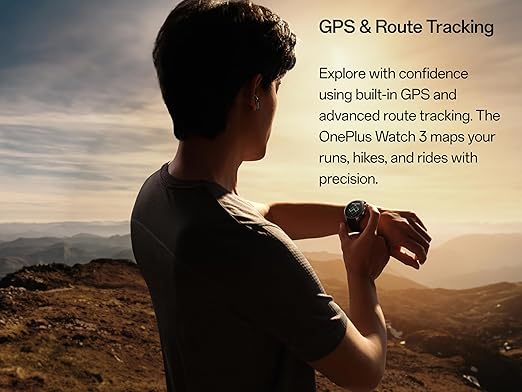 OnePlus Watch 3 Obsidian Titantium, 32GB, 120-Hour Battery, Health & Fitness Tracking, Sapphire Crystal Design, Titanium Bezel, Dual-Engine, Wear-OS by Google