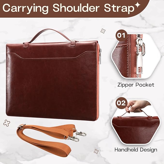 E NET-CASE 9.6-11 Inch Universal Tablet Case with Tri-Angle Adjustable Stand (Vertical/Horizontal), Detachable Shoulder Strap & Document Card Pocket, Premium PU Leather(Brown)