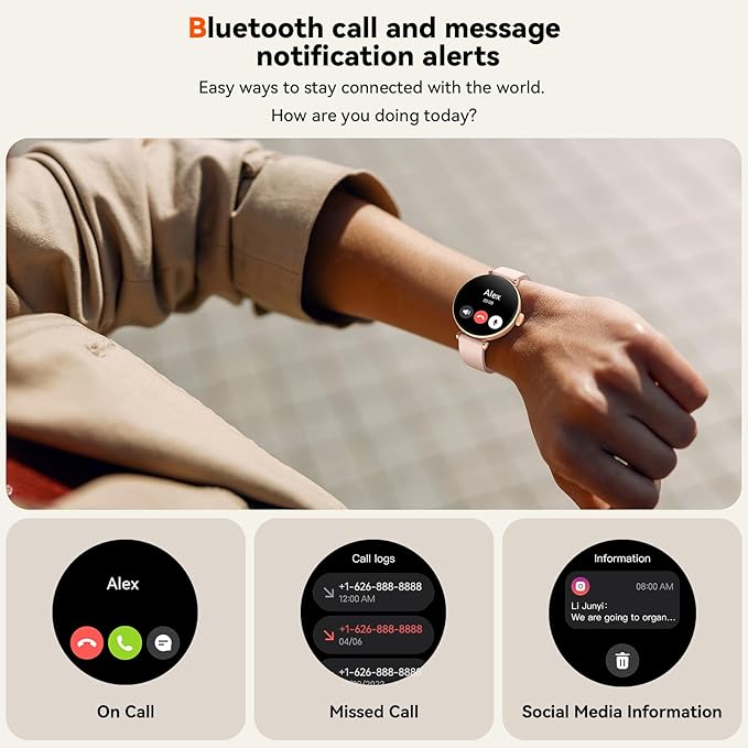 Smart Watches, 1.19" AMOLED Smartwatch for Women (Answer/Make Call), Fitness Tracker with 100+ Sport Modes, IP68 Waterproof, Heart Rate/Sleep Monitor, Activity Trackers Compatible with Android&iOS