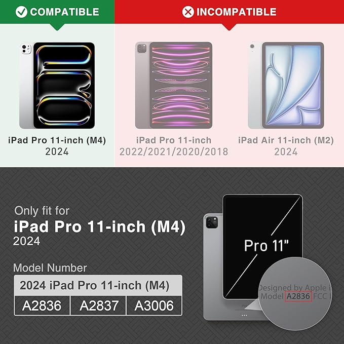 KingBlanc Case for iPad Pro 11 inch (M4) 2024 with Pencil Holder, Vegan Leather Smart Stand Cover, Auto Sleep Wake, Support Pencil Pro/(USB-C), Angles for Viewing/Writing, Durable Protection, Beige