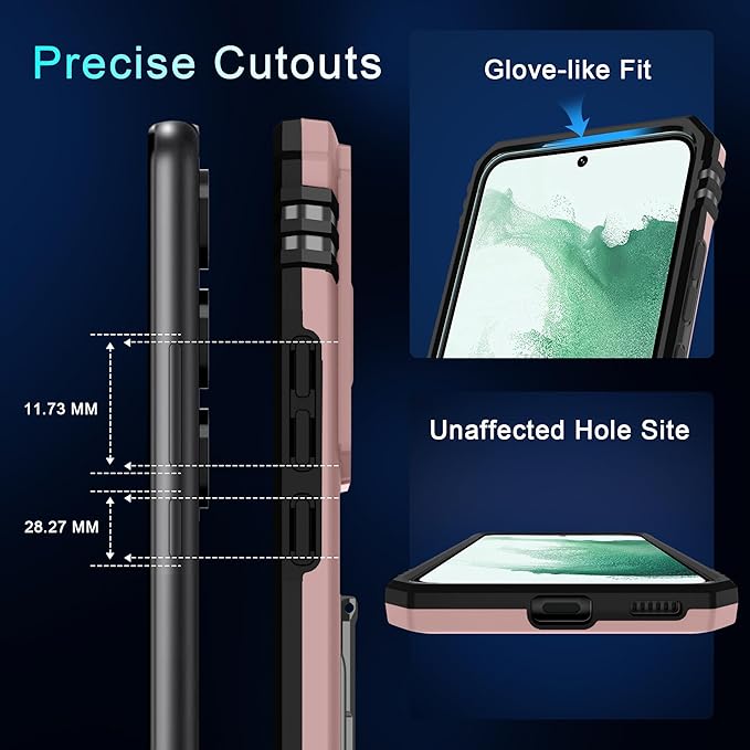 DEERLAMN Case for Samsung Galaxy S23 FE 6.4-Inch with Slide Camera Cover+Screen Protector(1 Pack),Rotated Ring Kickstand Military Grade Shockproof Protective Cover-Rose Gold