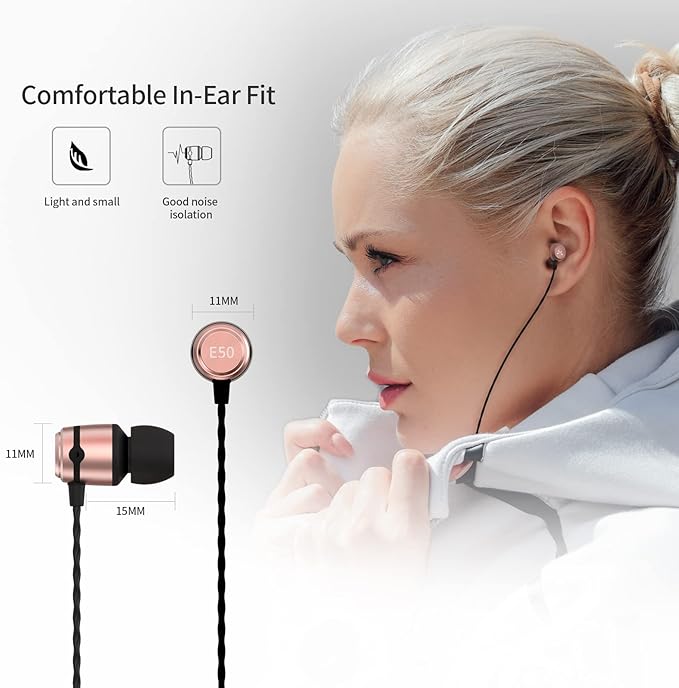 SoundMAGIC E50 Wired Earbuds No Microphone in Ear Monitor HiFi Earphones Noise Isolating Headphones Comfortable Fit Black Gold
