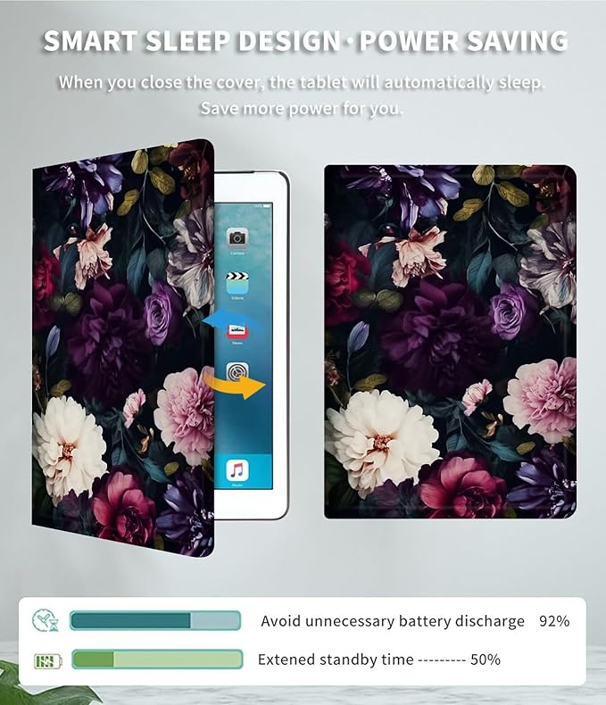 Case for Microsoft Surface Pro 9 / Pro 9 5G 13-Inch 2022 PU Leather Slim Lightweight Multiple Angles Stand Smart Cover with Auto Wake/Sleep for Microsoft Surface Pro 9 2022, Flowers