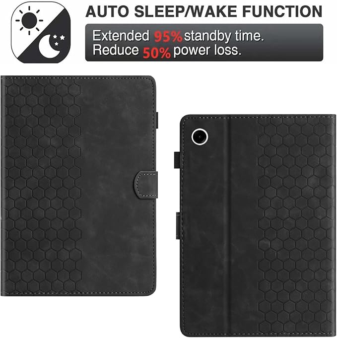 DTangLsm Case for Samsung Galaxy Tab A9 Plus/A9+ 5G 11 Inch 2023 (SM-X210/ X216/ X218) Multi-Angle Viewing PU Leather Smart Folio Stand Cover for Galaxy Tab A 9+ Case with Pen Holder, Honeycomb Black