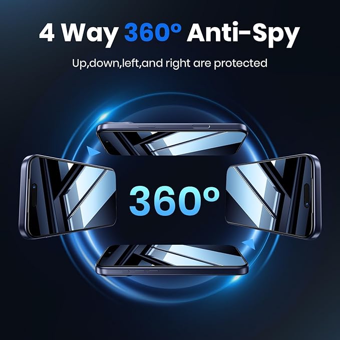 WSKEN for iPhone 17 Pro Privacy Screen Protector - [4 Way 360 Anti Spy] [Auto Dust-Remove] 10X Military Shatterproof 4 Directions Zero Bubble Anti Peep Tempered Glass Film for 17 Pro