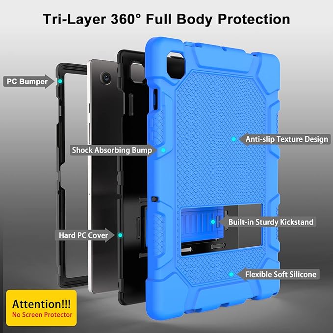Rantice Galaxy Tab A8 10.5 Case with Kickstand, Hybrid Shockproof Rugged Cover for Samsung A8 Tablet Case 10.5 Inch (SM-X200/X205/X207), Blue+Black