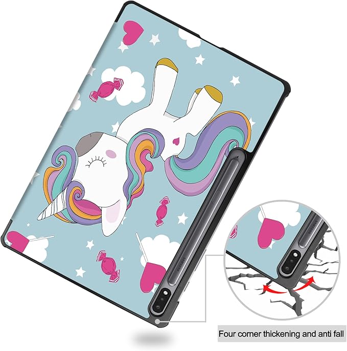 Lightweight Trifold Stand Smart Case Cover with Auto Wake/Sleep for Samsung Galaxy Tab S9 Plus / S9+ SM-X810 / SM-X816 / SM-X815 Unicorn