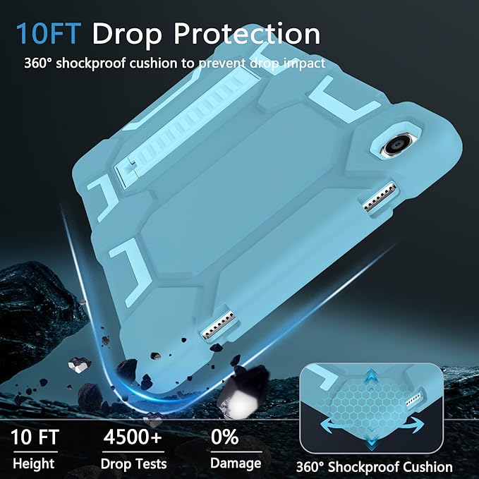CCMAO Case for Samsung Galaxy Tab A9+ 10.9”(SM-X210/X216/X218), Heavy Duty Shockproof Hard Hybrid Three Layer Protective Cover with Kickstand for Galaxy Tablet A9 Plus 2023 Model for Kids, Blue+Green