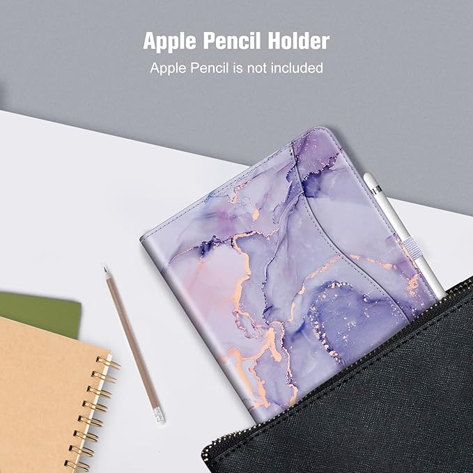 Fintie Case for iPad 9th / 8th / 7th Generation (2021/2020/2019) 10.2 Inch - [Corner Protection] Multi-Angle Viewing Stand Cover with Pocket & Pencil Holder, Auto Sleep Wake, Lilac Marble