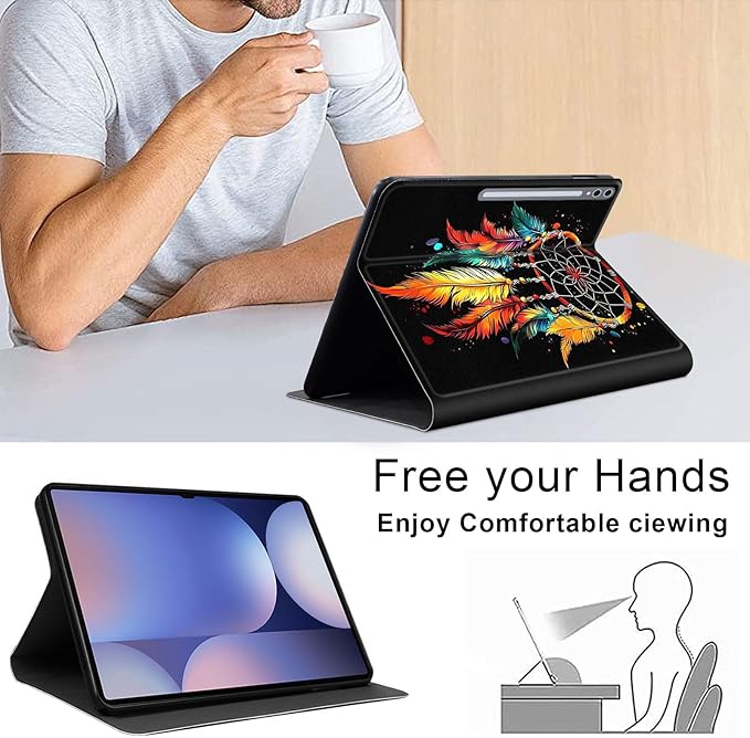 Case for Samsung Galaxy Tab S10 Plus/ S9 FE Plus/ S9 Plus 5G Tablet 12.4'', Slim PU Leather Stand Cover with Auto Wake/Sleep, Multi-Angle Viewing & Shockproof, Dream Catcher