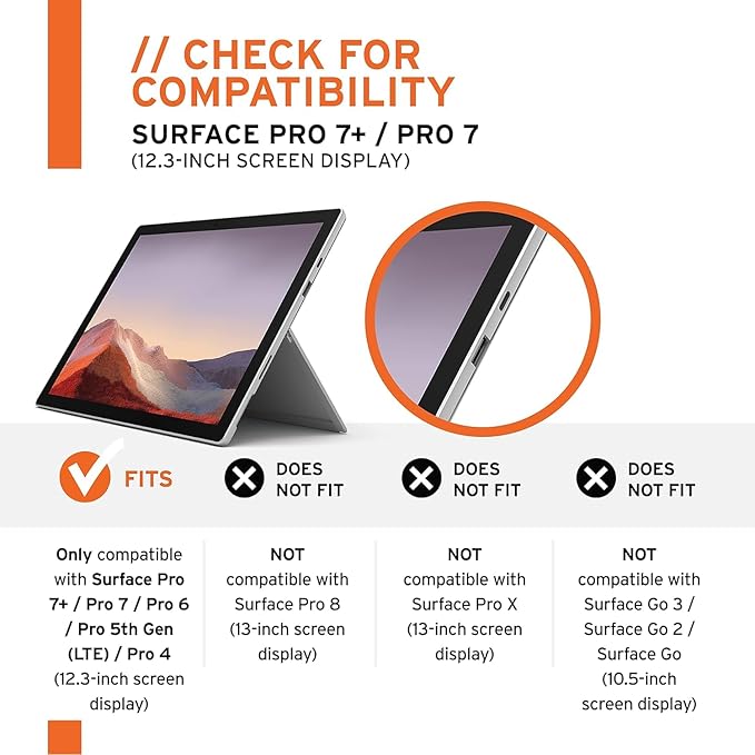 DreamerX for Microsoft Surface Pro 7+ Plus/7/6/5/4 Case 12.3" Case, Kids-Friendly Shockproof Rugged Business Cover Rotating Stand Hand Strap Pencil Holder, Compatible with Type Cover Keyboard, Black