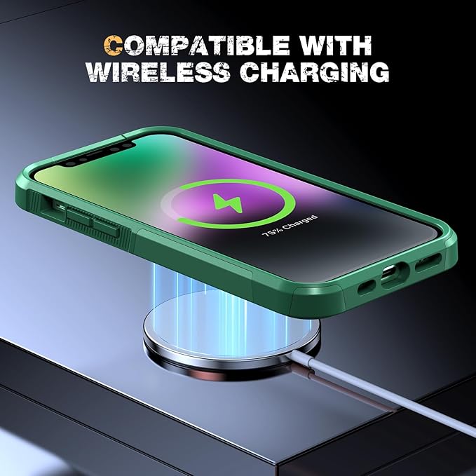 Diaclara Designed for iPhone 14 Case, [with Privacy Screen Protector] [Anti Spy] [Military Grade Drop Protection] Heavy Duty Full-Body Shockproof Phone Case, Green