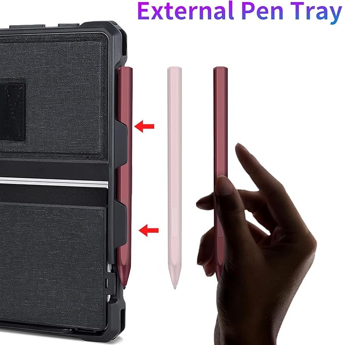 Case for 12.3" Microsoft Surface Pro 7+/7/6/5/4/LTE Protective Rugged Cover Case, with Stylus Pen Holder and Hand Strap, Compatible with Type Cover Keyboard, Black