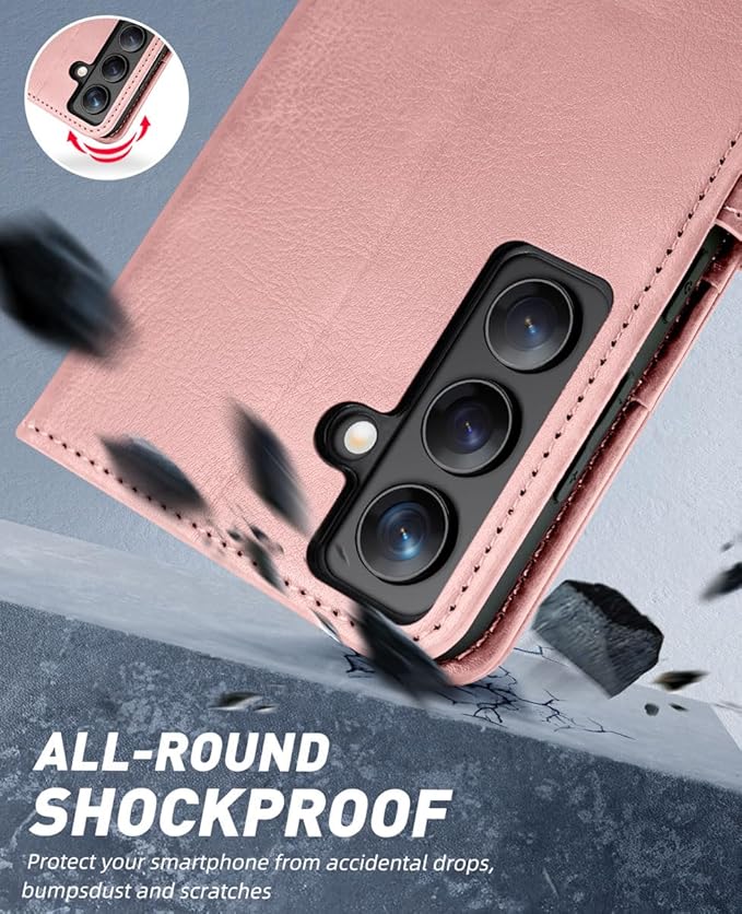 OCASE Compatible with Galaxy S24 5G Wallet Case, PU Leather Flip Folio Case with Card Holders RFID Blocking Kickstand [Shockproof TPU Inner Shell] Phone Cover (2024), Pink