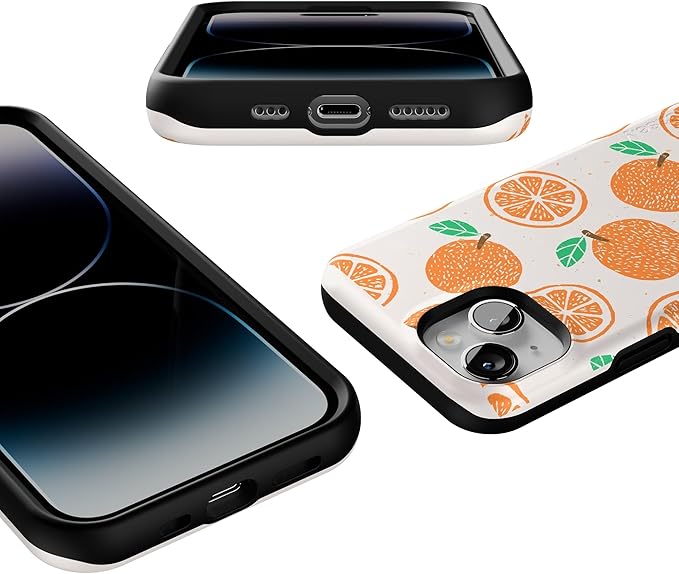 Casely iPhone 14 Case | Main Squeeze | Orange Stamped | Compatible with MagSafe | Bold Protective Design