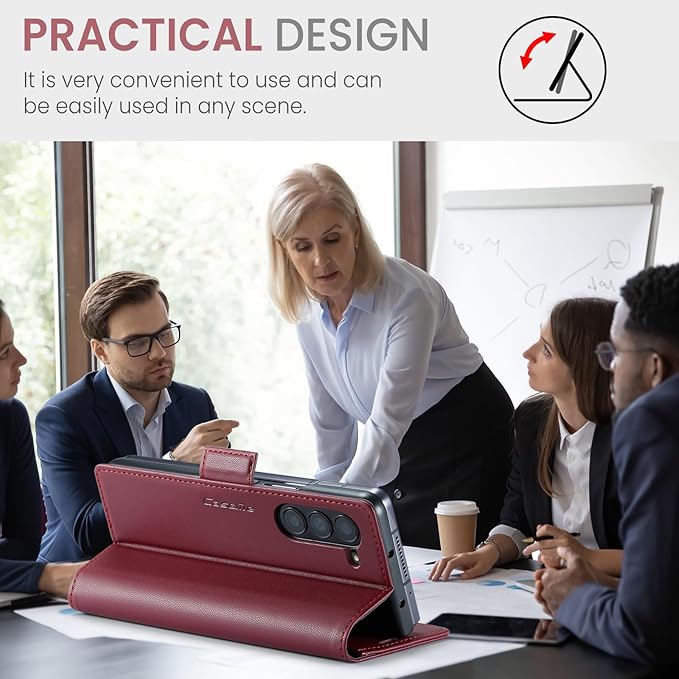 for Samsung Galaxy Z Fold 6 Case, Premium PU Leather Wallet Case Flip Cover with [RFID Blocking][Card Holder][Stand Function] Shockproof Protective for Samsung Galaxy Z Fold 6, Red