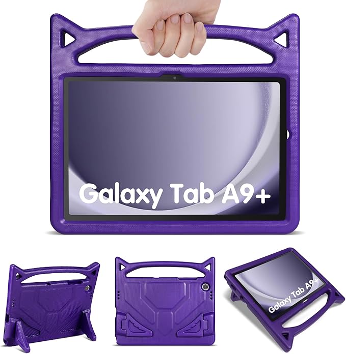 Kids Case for Samsung Galaxy Tab A9 Plus 11inch 2023, Lightweight Durable Shockproof Samsung Galaxy Tab A9+ Cover with Handle,Build-in Kickstand for Kids (Purple)