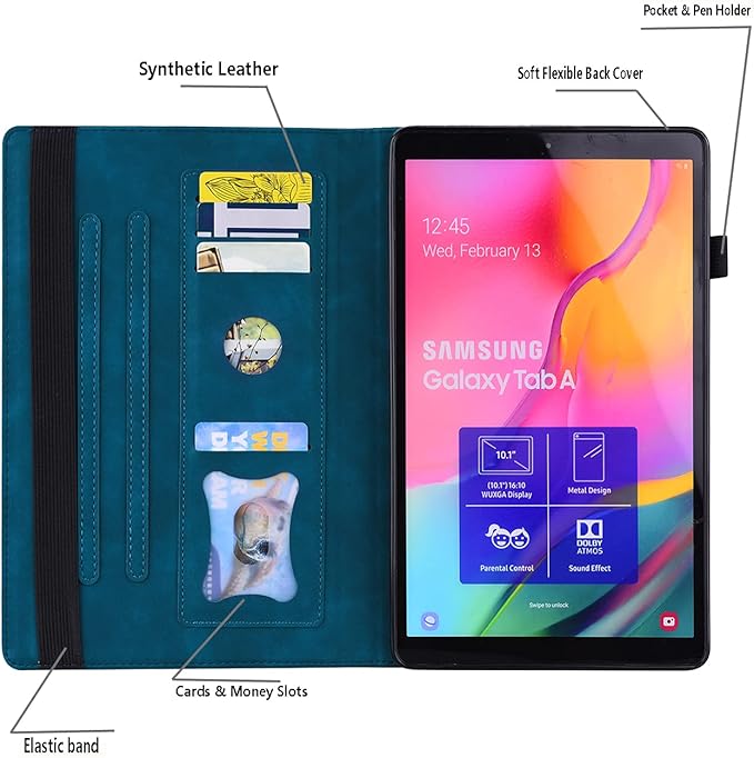 Case for Lenovo Tab M9 HD (9.0 inch) TB-310FU Tablet Premium PU Leather Protective Case Folio Flip Business Case Tablet Sleeve with Card Pocket Pen Holder, Peacock Blue