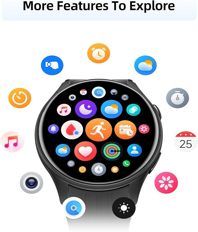 Parsonver Smart Watch for Men Women, Built-in GPS, Fitness Watch with Answer/Make Calls, 100+ Sport Modes, Heart Rate, Sleep Monitor, Pedometer, IP68 Waterproof, Smartwatch for Android & iPhone, Black