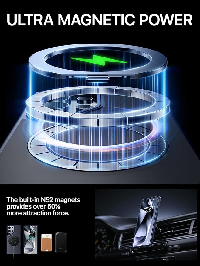 QTlier Phone case for Galaxy S24 Ultra& S25 Ultra- 360 Rotatable Magnetic Ring Stand, Military-Grade Protection, Raised Camera Frame (Blue, S25 Ultra)