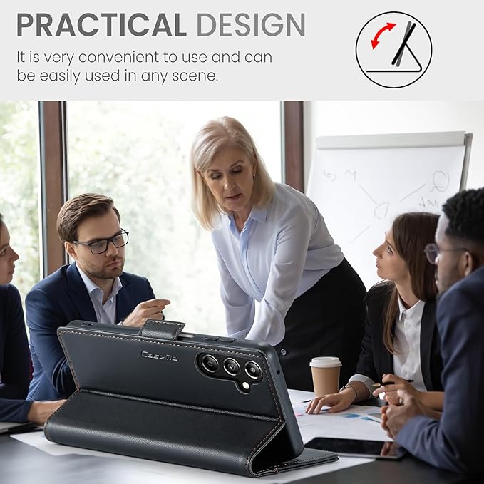 for Samsung Galaxy A16 5G/4G Case, Premium PU Leather Wallet Case Flip Cover with [RFID Blocking][Card Holder][Stand Function] Shockproof Protective for Samsung Galaxy A16, Black