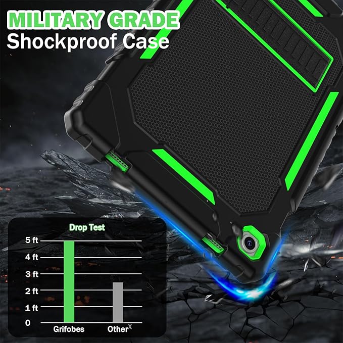 Grifobes for Samsung Galaxy Tab A9 Plus 11 Inch 2023 Cases, Heavy Duty Shockproof Rugged Cover for New Samsung Tablet A9+ 11" Case (SM-X210/X216/X218) with Kickstand for Kids, Black+Green