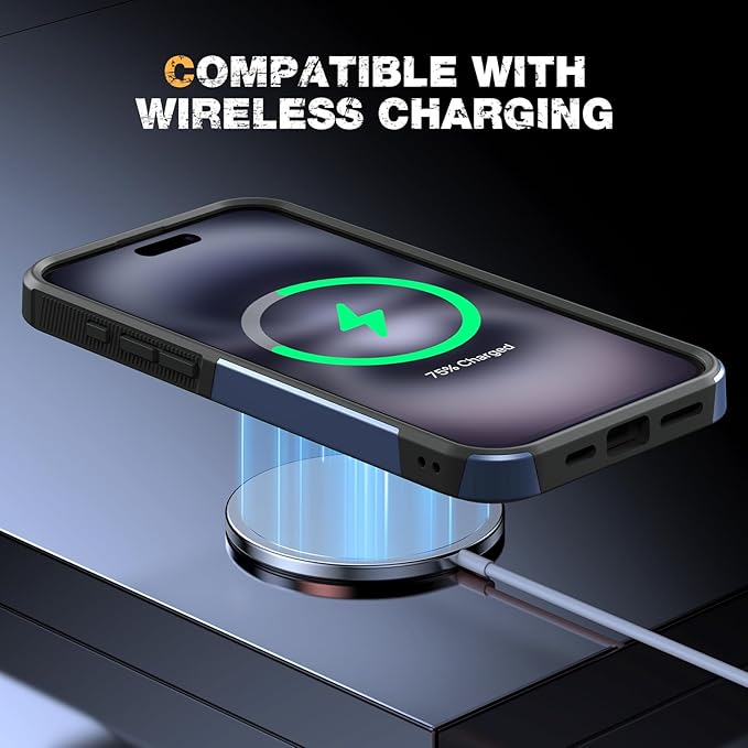 Diaclara Designed for iPhone 16 Case, [with Privacy Screen Protector] [Anti Spy] [Military Grade Drop Protection] Heavy Duty Full-Body Shockproof Phone Case, Magnetic Blue