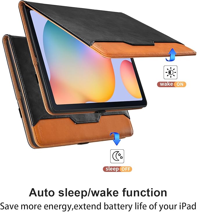 Case for Samsung Galaxy Tab S6 Lite 10.4 Inch 2024/2022/2020 - Model (SM-P620/P625/P610/P613/P615/P619) with Hand Strap and Pocket, PU Leather Folio Stand Cover Auto Wake/Sleep, Black