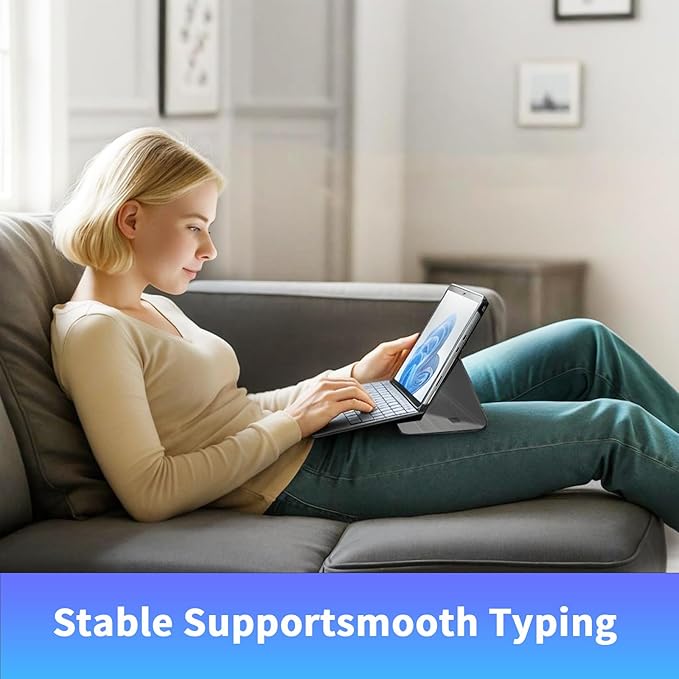 Case for Surface Pro 11/10/9/8, 13 Inch PU Leather Protective Cover with Honeycomb Cooling, Multi-Angle Stand, Stylus Holder, Front Pocket & Hand Strap, Durable Business for Tablet (Black)